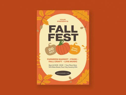 Orange & Beige Modern Festive Fall Festival Flyer 644867919