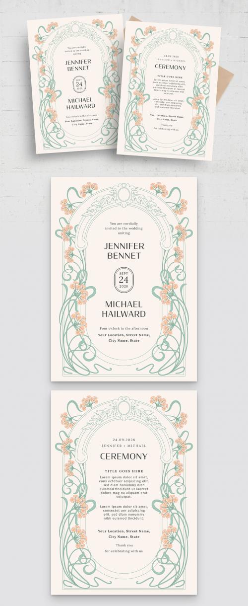 Art Nouveau Wedding Invitation Layout 644699059