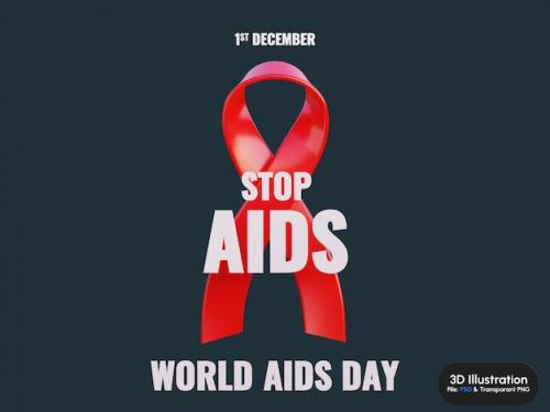 Premium PSD | Psd world aids day 3d render with red ribbon Premium PSD