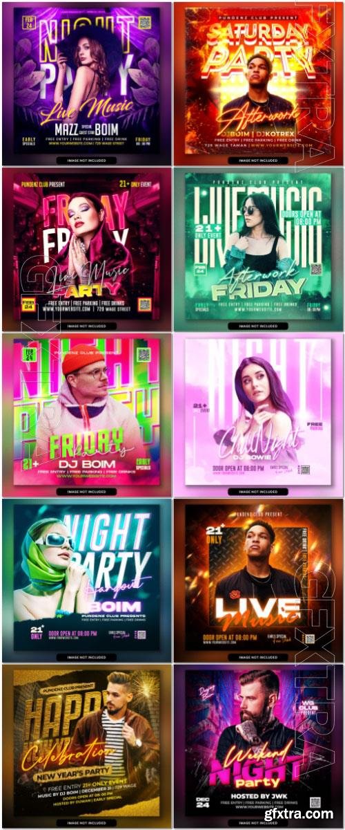 10 Psd Flyer, Night club, Dj club, Music party, Birthday, Retro party vol 1