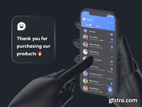 Hichat - Messenger App UI Kit Ui8.net