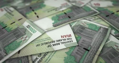 Videohive - Iran Rial 100000 banknote flying over money surface - 48109023 - 48109023