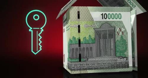 Videohive - Iran Iranian Rial 100000 IRR money banknotes paper house on the table - 48109786 - 48109786