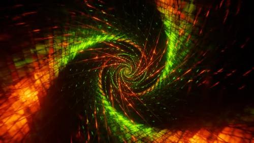 Videohive - Green And Orange Spiral Net Tunnel Background Vj Loop In HD - 48110023 - 48110023