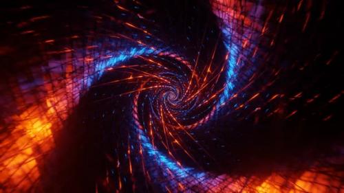 Videohive - Blue And Orange Spiral Net Tunnel Background Vj Loop In HD - 48110024 - 48110024