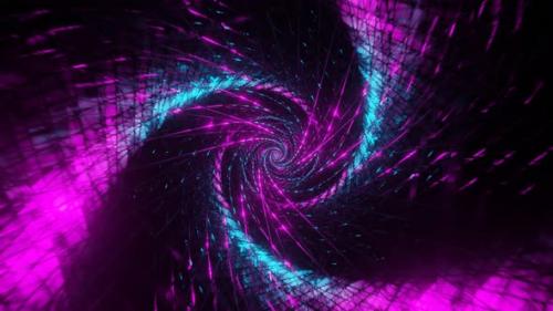 Videohive - Cyan And Pink Spiral Net Tunnel Background Vj Loop In 4K - 48110025 - 48110025