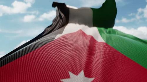 Videohive - Wavy Flag of Jordan Blowing in the Wind in Slow Motion Waving Colorful Jordanian Flag Team Symbol - 48110297 - 48110297