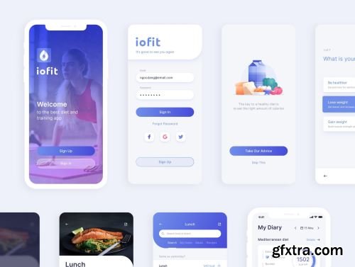 ioFit - Diet & Training App UI Kit Ui8.net
