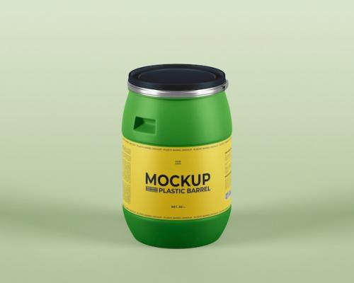 Premium PSD | Plastic barrel mockup Premium PSD