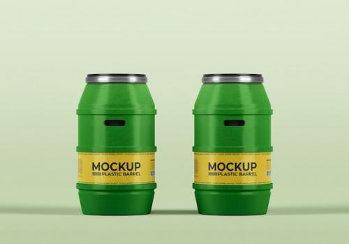 Premium PSD | Plastic barrel mockup Premium PSD