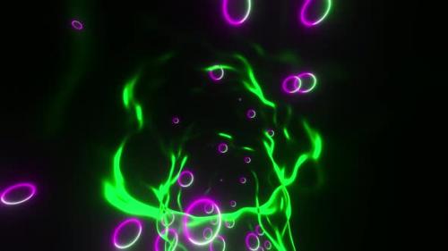 Videohive - Transparent green circular tunnel with pink bubbles. Looped animation - 48115716 - 48115716