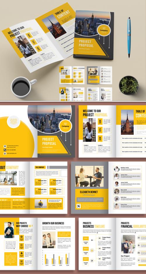 Business Proposal Layout with Orange Accents 644717038