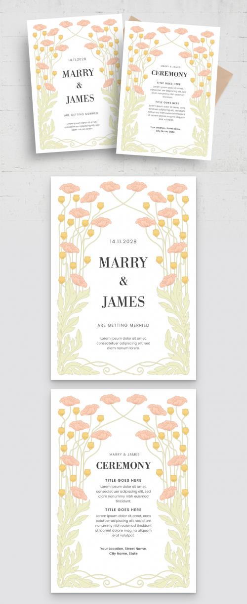 Vintage Floral Wedding Invitation Layout 644699062