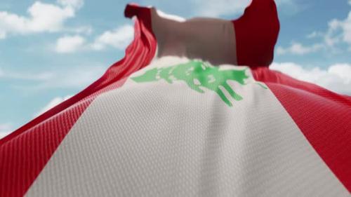 Videohive - Wavy Flag of Lebanon Blowing in the Wind in Slow Motion Waving Colorful Lebanese Flag Team Symbol - 48119539 - 48119539