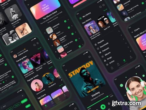 Hearme - Music Streaming & Podcast App UI Kit Ui8.net