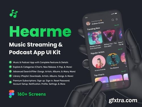 Hearme - Music Streaming & Podcast App UI Kit Ui8.net