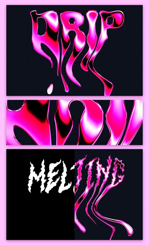 Melting Pink Chrome Text Effect Mockup 644519823