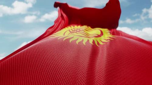 Videohive - Wavy Flag of Kyrgyzstan Blowing in the Wind in Slow Motion Waving Colorful Kyrgyz Flag Team Symbol - 48119558 - 48119558