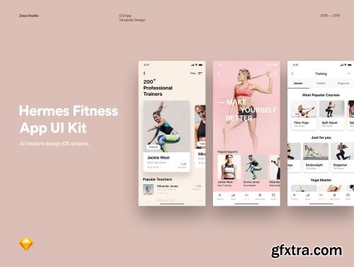 Hermes Fitness Mobile App UI Kit Ui8.net