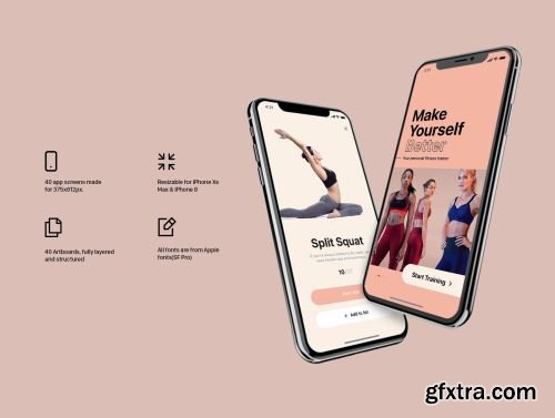 Hermes Fitness Mobile App UI Kit Ui8.net