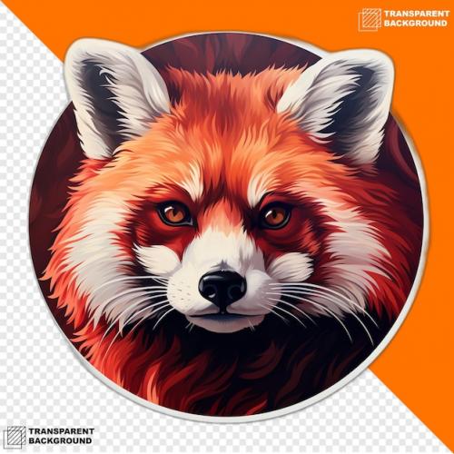 Premium PSD | Red pandas head digital sticker isolated on transparent background Premium PSD