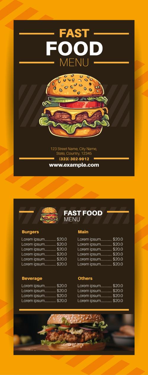 Brown and Yellow Fast Food Burger Menu 644620654