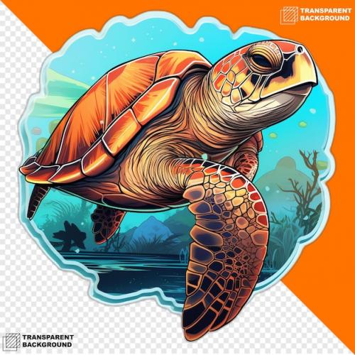 Premium PSD | Sea turtles head digital sticker isolated on transparent background Premium PSD