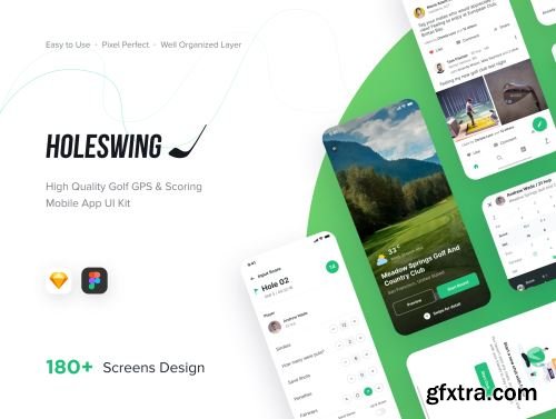 Holeswing Golf GPS Track and Match Score Mobile App Ui8.net