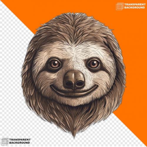 Premium PSD | Sloths head digital sticker isolated on transparent background Premium PSD