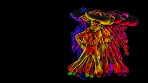 Videohive - 4K rainbow echo effect skeleton mariachi - 48121951 - 48121951