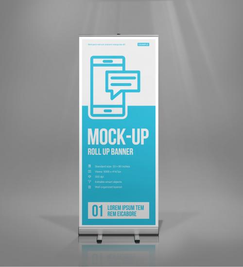 Single Roll-up in size 33x80 in Mock-up Scene with HDR Light 642473498