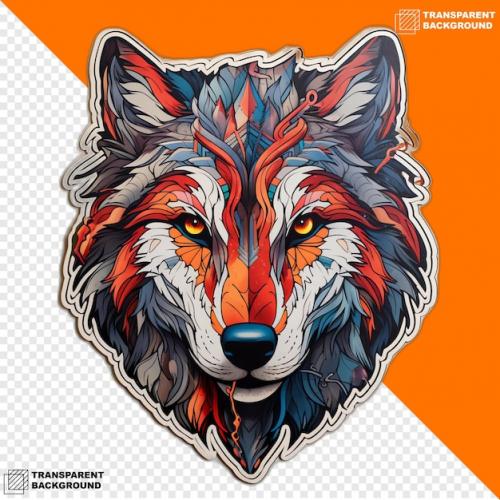 Premium PSD | Wolves head digital sticker isolated on transparent background Premium PSD