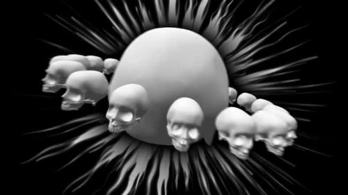 Videohive - Spinning skulls in black and white - 48122143 - 48122143