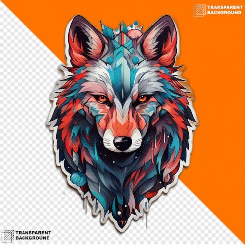 Premium PSD | Wolves head digital sticker isolated on transparent background Premium PSD