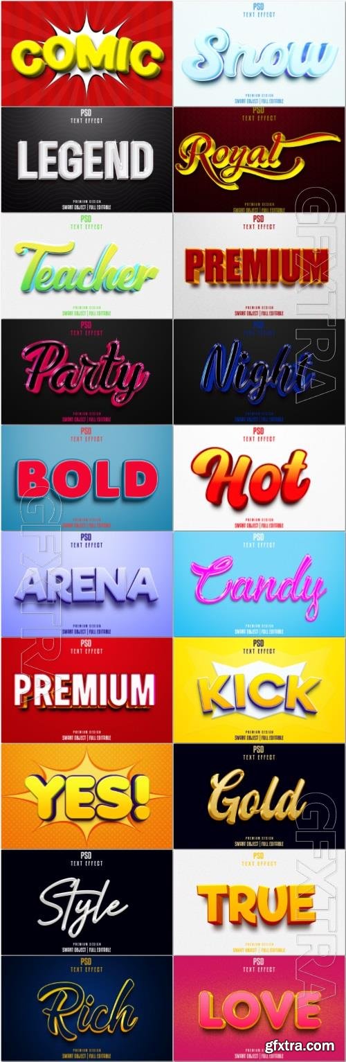 20 Psd style text effect editable set vol 53