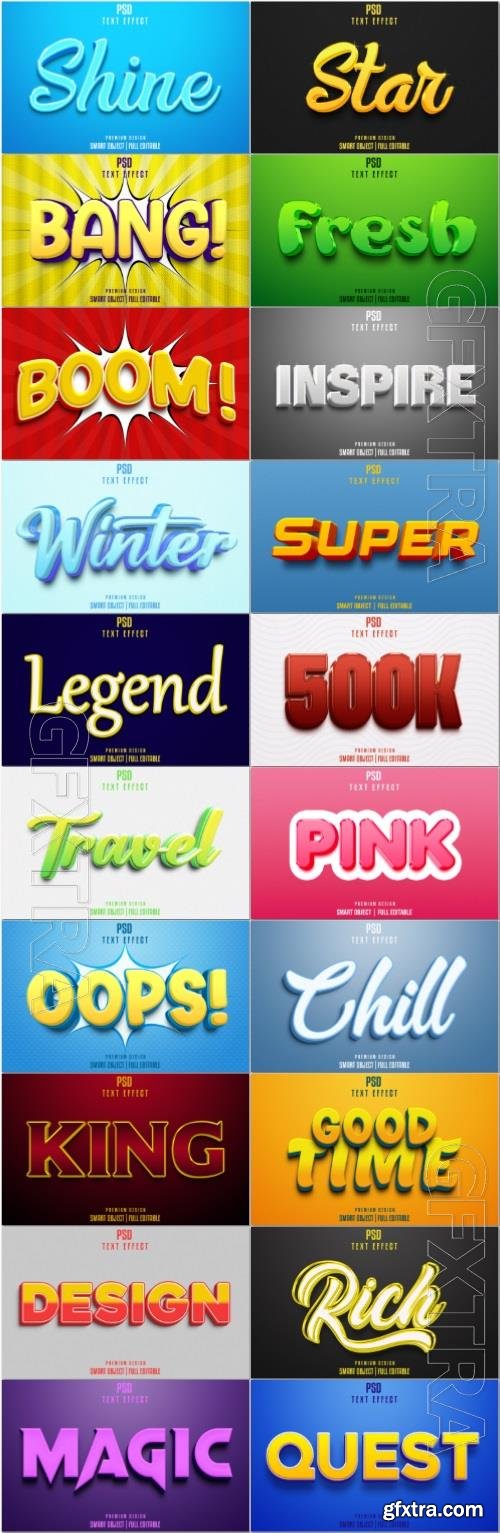 20 Psd style text effect editable set vol 50