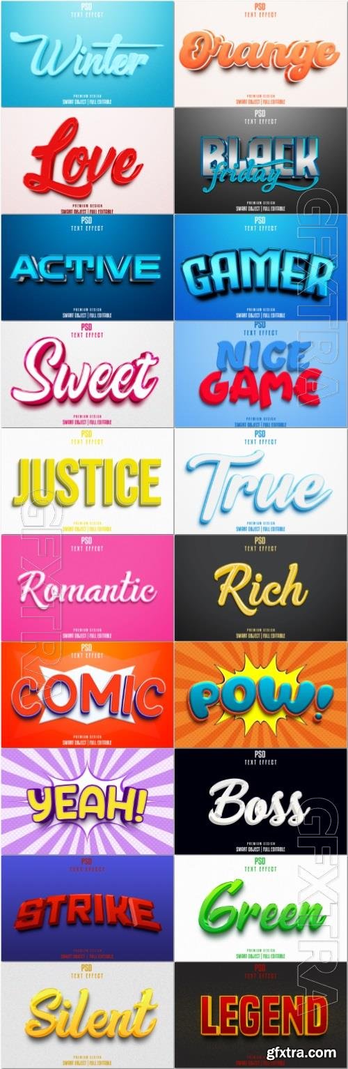 20 Psd style text effect editable set vol 52