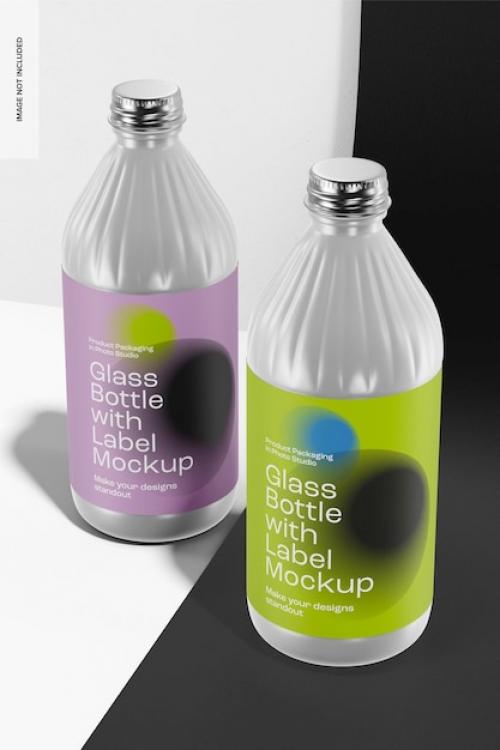 Premium PSD | Glass bottles with label mockup, perspective Premium PSD