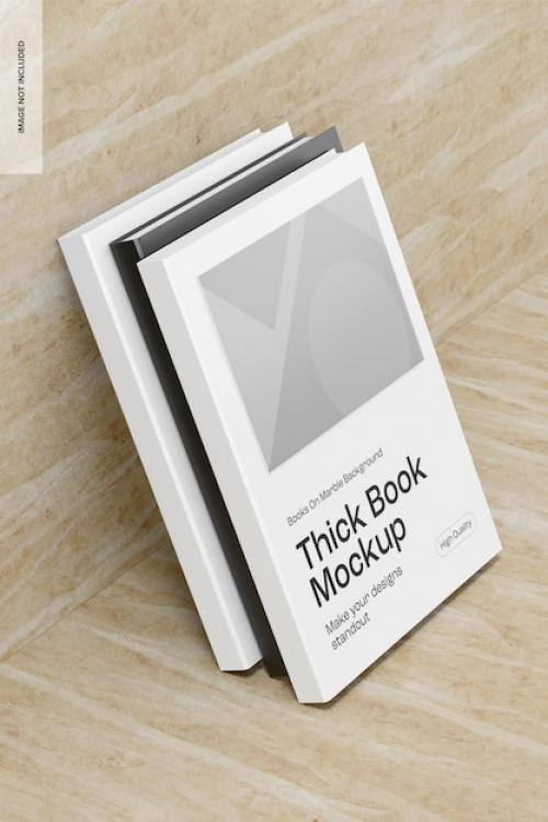 Premium PSD | Thick books on marble mockup Premium PSD