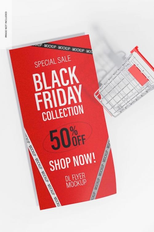 Premium PSD | Black friday promotional dl flyer mockup, top view Premium PSD