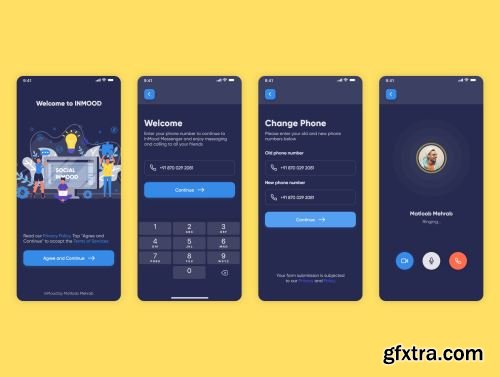 InMood Social Messaging App UI Kit Ui8.net