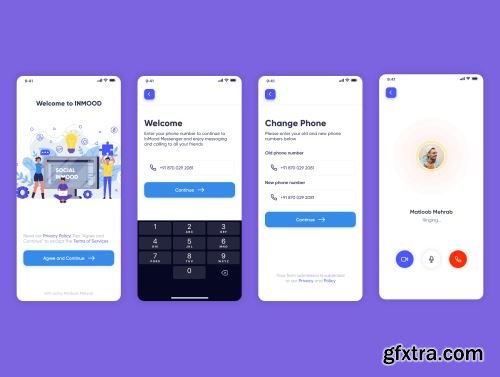 InMood Social Messaging App UI Kit Ui8.net