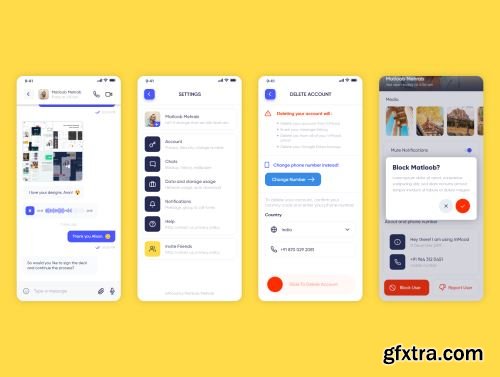 InMood Social Messaging App UI Kit Ui8.net