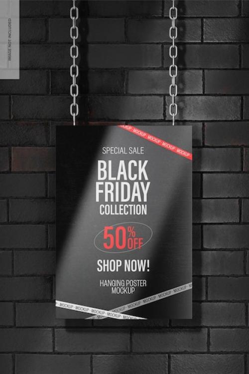 Premium PSD | Black friday hanging poster mockup, front view Premium PSD