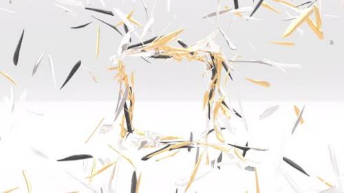 Videohive - Abstract Image of a Square Frame Made of Gold and Silver Shards - 48124822 - 48124822