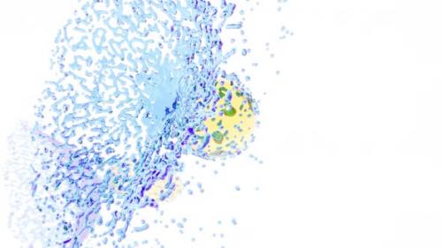 Videohive - Blue Water Splash Drop on Yellow Sphere on White Back - 48124926 - 48124926