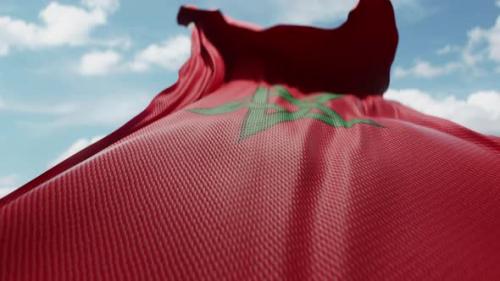 Videohive - Wavy Flag of Morocco Blowing in the Wind in Slow Motion Waving Official Moroccan Flag Team Symbol - 48125820 - 48125820