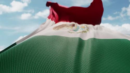 Videohive - Wavy Flag of Mexico Blowing in the Wind in Slow Motion Waving Official Mexican Flag Team Symbol - 48125861 - 48125861