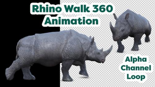 Videohive - Full HD Realistic Rhinoceros Walking 360 Animation - 48126328 - 48126328