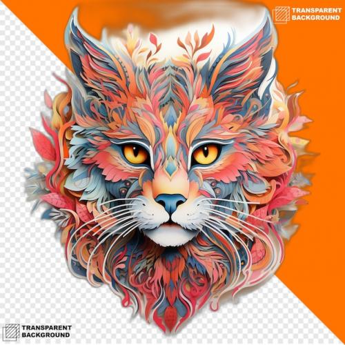 Premium PSD | Cats head digital sticker isolated on transparent background Premium PSD